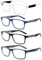 DONGDI Blue Light Blocking Reading Glasses 4 Pack Computer Readers for Women Men,Anti Glare UV Ray Filter Eyeglasses (4-pack mix, 1.75, diopters)