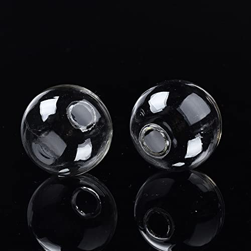 Boutigem 100pcs Clear Blown Glass Globe Beads Round Ball Bottles Beads 10mm for Stud Earring Necklace Craft DIY Making with 3~5mm Half Hole