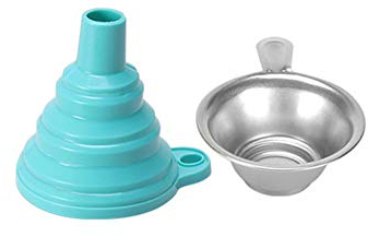 Imbuto pieghevole in silicone con tazza filtrante, flessibile/pieghevole/imbuto da cucina, comodo portaoggetti ideale per cucina, garage e laboratori, bottiglia d'acqua