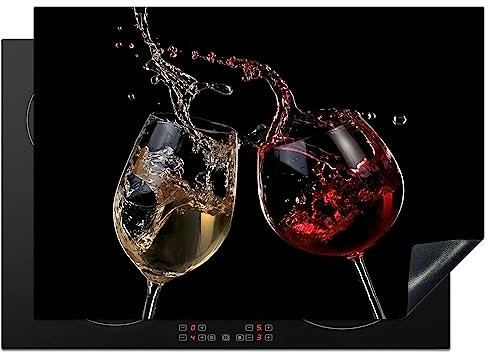 KitchenYeah© Copri Piano Cottura Induzione 75x52 cm Coprifornelli Fornello Proteggi Tutto per la Cucina Fornelli Vino rosso - Vino bianco - Vetro - Nero