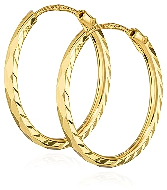 NKlaus Paar 12mm Creolen 333 Gelbgold 8 Karat Ohrringe 1,1mm breites Damen Ohrschmuck 14799