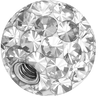 PIERCINGLINE Universelle Schraubkugel Kristalle + Epoxy Piercing Aufsätze Kugel Ersatz Kristallklar 1,6 x 6 mm