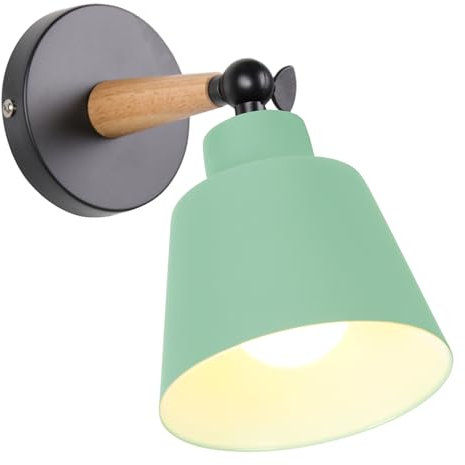 TOKIUS Applique da parete Interno Vintage Lampada da parete Moderno Applique Industrial E27 Lampadari e Plafoniere Cucina regolabile 180 gradi 60W (Verde, Senza interruttore -1 pezzo)