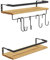 HOMCOM Wandregal aus Kiefernholz, 43 cm lang, mit 6 abnehmbaren Haken aus Stahl, Industriestil, Gewürzregal für Küche, Esszimmer, Wohnzimmer, Natur, Schwarz, 2 Stück