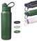 Gourde Isotherme, Bouteille Isotherme-500ML/800MLGourde Inox, Bouteille D'eau Anti-Fuite Avec Paille, 3 Bandes de Silicone Interchangeables, Thermos Gourde Eau Sans BPA, pour Voyage,Gym, École(800ML)