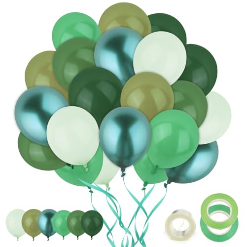 Luftballons Grün Ballons Geburtstag 60 Stück Birthday Balloons Set 30cm Latex Luftballon Geburtstagsdeko Grüne für Hochzeit Babyparty Verlobung Party Taufe Dekoration