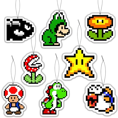 GTOTd Pixel Cartoon Air Freshener 8Pack Lufterfrischer (Fresh Ice Scent) Schwarzer Eisduft Duftbaum Auto Rückspiegel Anhänger Cartoon Fans Geschenk Hängende Anhänger Zubehör Christmas Dekor