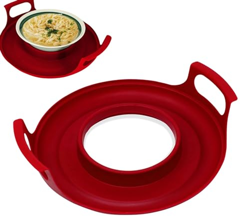 Assiette de refroidissement pour micro-ondes et panier à débordement avec poignées | Passe au micro-ondes | Ustensiles de cuisine pour micro-ondes – Assiette ronde avec poignées | Plateau de transport