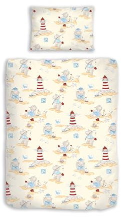 Träumschön Premium Kinderbettwäsche 100x135 + 40x60 cm - Nilpferd Design Beige - Sommer Bettwäsche aus Baumwolle – Weich, Atmungsaktiv & Hautfreundlich - bügelfrei