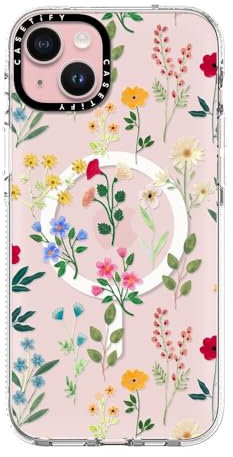CASETiFY Clear Case for iPhone 15 Plus [Not Yellowing / 6.6ft Drop Protection/Compatible with Magsafe] - Spring Botanicals 2 - Clear