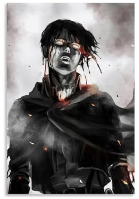 MNABSO Attack on Titan Anime Role Levi Ackerman Black And White Art Poster Dekorative Malerei Leinwand Wandkunst Wohnzimmer Poster Schlafzimmer Malerei 08x12inch(20x30cm)