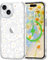L-FADNUT Magnetic for iPhone 15 Case, Compatible with Magsafe Floral Pattern Design, Clear Girly Flower Cover Slim Bumper Shockproof Protective Phone Case for iPhone 15 White