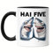 Hey!Print Hai Five Zwei Haie Tasse Schwarz - Lustiges Hai Motiv
