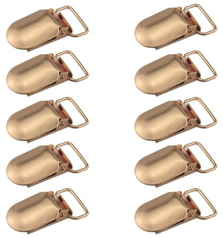 Ruiwaer 10 Stück goldene Hosenträger-Clips aus Eisen, goldene Halter, Stoff-Clips, bronzefarbene Clips, Verschlüsse, Entenschnabel-Clips für Overalls, Hosenträger und Hosen