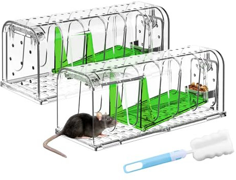 Mouse Traps No Kill Live Catch, 2 X Humane Mouse Traps for Indoors and Outdoors, Pets and Children Friendly, Reusable Mouse Rodent Trap, Quick, Effective and Highly Sensitive Catcher