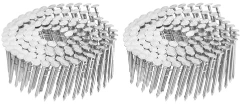 uxcell 480 Count Siding Nails 1-3/4x0.12 15-Degree 304 Stainless Steel Ring Shank Full Round Head Collated Wire Coil for Lath and Sheathing Materials