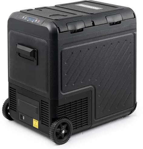 DARTMOOR 55L Glacières Électrique pour Auto 65W Congélateur Frigo Portable Double Zone avec Roues -22°C à 20°C Glacière DC 12/24V & AC 100-240V pour Camping Voyage Maison RV