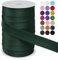 LEREATI Schrägband 25mm x 50m, Einfassband zum Nähen Doppelt Gefaltetes Stoffband aus Polyester Hemming Tape Satin, Nahtband zum Nähen Basteln Dekorationen DIY Handwerk (Dunkelgrün)