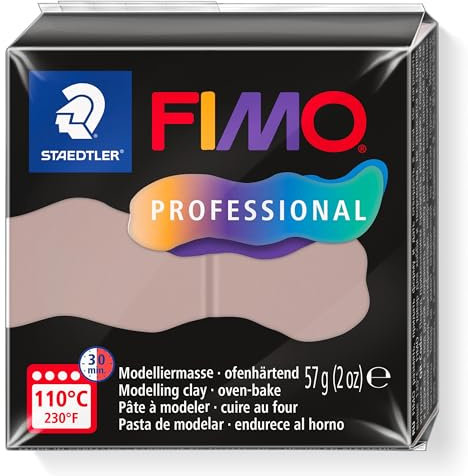 STAEDTLER FIMO professional 8040 - Pasta per modellare il forno, appositamente progettata per professionisti e artisti, prodotto singolo, tortora, 8040-87