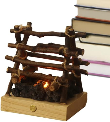 Bûches de cheminée LED, Fausses bûches de feu - Fausse veilleuse de feu de Camp, Commande Tactile, 3 Modes réglables,Faire Semblant de feu de Camp LED Faux Foyer Lampe à Bois de Chauffage pour pièc