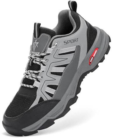 VENROXX Wanderschuhe Herren Atmungsaktiv Trekkingschuhe Leicht & rutschfeste Trailrunning-Schuhe Outdoor Sportschuhe, Grau, 43