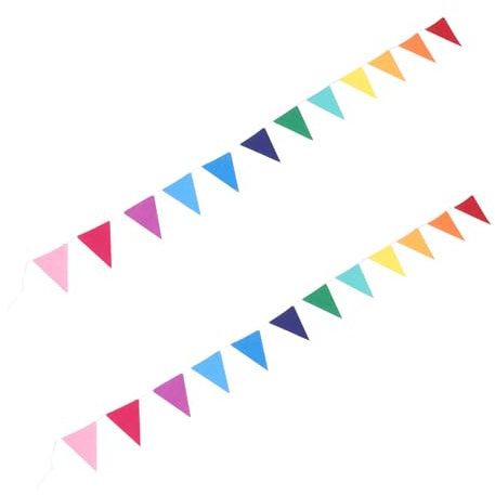 TOYANDONA 2 Stücke Regenbogen Filz Dreieck Flagge Bunting für Jungen und Mädchen Geburtstag Dekorationen Spielzimmer Banner