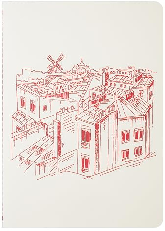 Jacques Herbin 93027T - Notizbuch Heft DIN A5 (14,8 X 21 cm), liniert, 16 Blatt 120g, Fadenbindung, Kollektion Paris, Moulin Rouge, 1 Stück