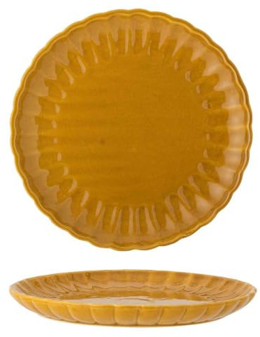Bloomingville Latina Teller D20xH2cm – Steingut Speiseteller – Hochwertiger Keramikteller für den täglichen Gebrauch & besondere Anlässe – Spülmaschinen- & Mikrowellengeeignet (Gelb)