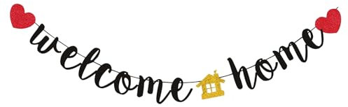 AINIUNIU Herzlich Willkommen Girlande,Willkommen Home Banner Deko, Herzlich Willkommen Baby Willkommen zu Home, Willkommen Zurück Deko für Familie Party Einzug Dekoration, Heimkehr Party Deko