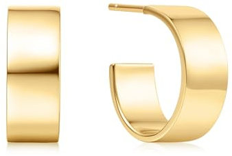ANIA HAIE Damen Creolen Vogue Maven Flat Medium Hoop aus 925 Sterling Silber, Größe: 16 x 6mm, inkl. Geschenkverpackung