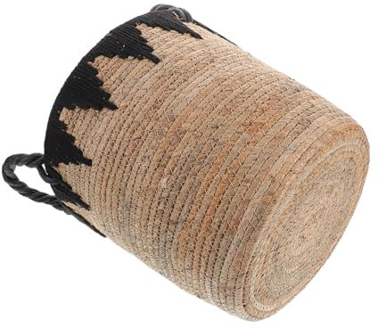 Garneck Handmade Small Seagrass Storage Basket Woven Clothes Hamper for Living Room Toy Organizer, Straw Laundry Basket for Home and Dormitory