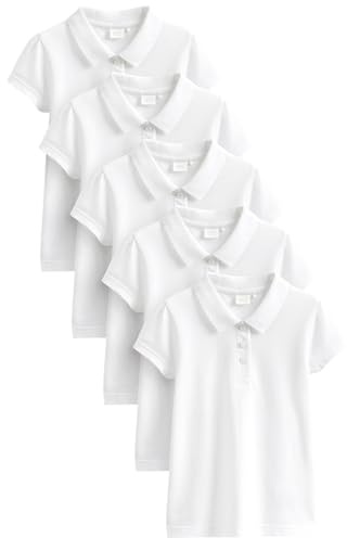 NEXT Mädchen Kurzärmelige Polohemden aus Baumwolle im 5er-Pack