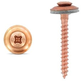 Taumelfreie Spenglerschrauben 2tlg. mit Dichtscheibe 15 mm, Art. 9167 A2-Kupfer 4,5X40 Z, 50 Stück