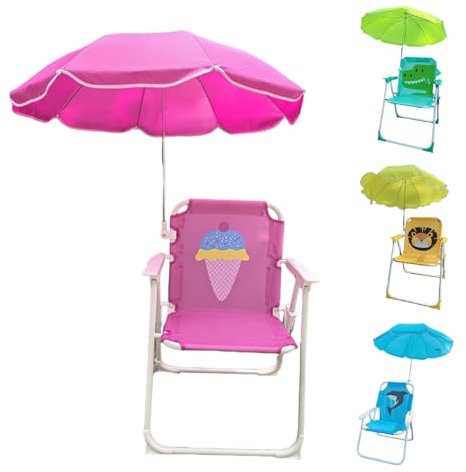 Silla De Picnic Infantil con Sombrilla, Sillas De Exterior con Sombrilla, Muebles De Jardín para Niños Pequeños, Bancos Plegables Portátiles, Asiento De De Viaje para Patio