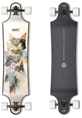 MINORITY Downhill Longboard aus Ahorn, 101,6 cm Drop-Trog-Deck | Hergestellt für Cruising Urban Commuting Ride (Kitty)