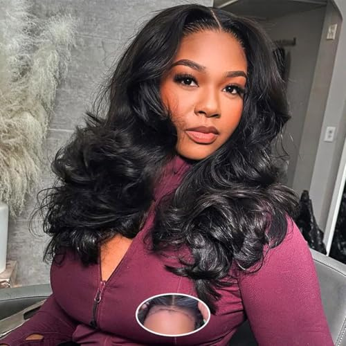 Glueless Wig Human Hair Pre Plucked Pre Cut 180% Density 4x4 Hd Lace Closure Wigs for Beginners Upgraded No Glue Wear And Go Glueless Wigs Body Wave Lace Front Human Hair Wig For Black Women 18 Inch