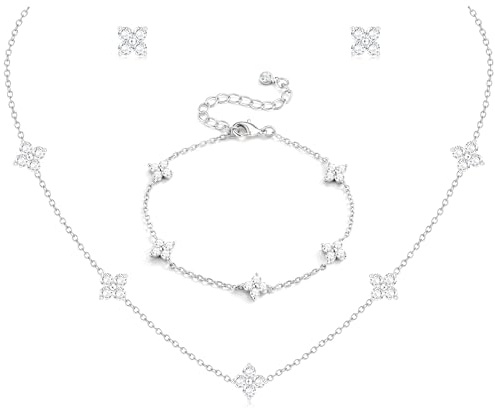 ORAZIO Dainty Silver Plated Jewelry Set for Women Gift Wedding Bride Prom