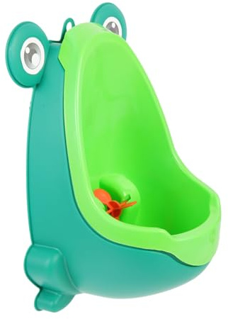 Kinderurinal mit Windrad, Kunststoff, Froschform, Grün, Training | Abnehmbare Innenschale, Tiefe Schale, Wandmontage, für Badezimmer und Zuhause