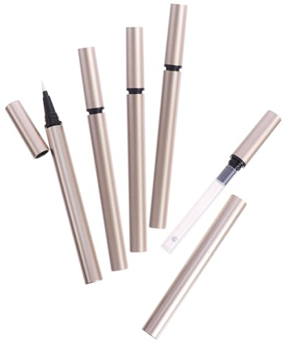 ULTECHNOVO Nachfüllbare Eyeliner Tube in Gold aus Kunststoff 1ml 5 Stück Leere Behälter zum Befüllen für Kosmetikstudios und Make Up Profis