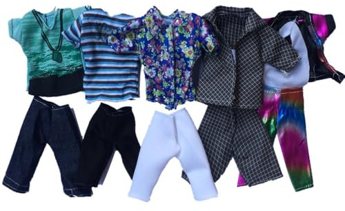 Uteruik Ken-Puppen-Kleidung, Anzüge für 30 cm große Herrenpuppen, Freizeitoutfits, Kostümzubehör, 5 Sets (zufälliges Design)