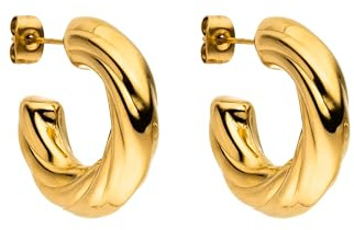 Purelei Glamorous Creolen – Skulpturale Statement-Ohrringe aus wasserfestem Edelstahl, glänzendes Design in Gold, Silber oder Roségold (Gold)