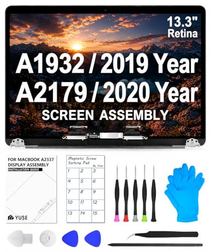 Dilcmtif A1932 2019 / A2179 2020 - Pantalla de repuesto para MacBook Air Retina (Modelo: EMC 3302, EMC 3184, MVFH2, MVFJ2, MWTJ2, MWH22) - Pantalla LCD completa con kit de fijación (plata)