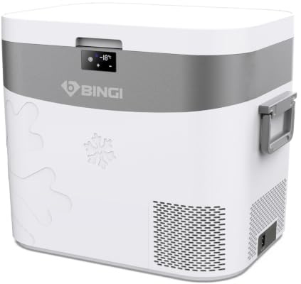 BINGI Kompressor Kühlbox 22L Mini Tragbarer Elektrischer Kühlschrank 12/24V DC Elektrischer Gefrierschrank Tragbarer Gefrierschrank für Auto LKW Picknick Camping und Heimgebrauch