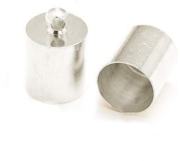 Charming Beads Silver Plated Kumihimo 10mm Barrel End Caps Pack of 6