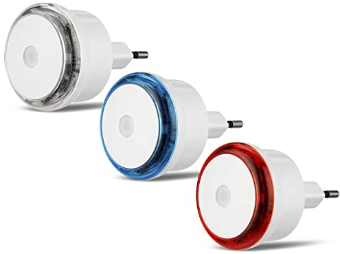 REV Nachtlicht, LED Nachtlampe mit Dämmerungsautomatik, 0,8W, 10LUX, 3er Set, mehrfarbig