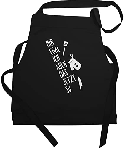 Shirtracer Schürze - Kochschürze - Erwachsene - Mir egal ich koch das jetzt so - 85x69 - Schwarz - kochschuerze küchenschürze küchen egal. kochschürzen kochen männer lustig zubehör köchin geschenk