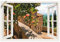 ARTland Wanddeko Wandtattoo selbstklebende Vinylfolie 70x50 cm Fensterblick Fenster Toskana Landschaft Garten Rosen Balkon Natur T5QC