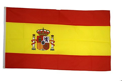 Flaggenfritze® Spanien Flagge 150x250 cm – Spanische Nationalfahne mit Wappen in XXL Format – Wetterfest & Reißfest – Idealer Fanartikel für Fußball EM/WM, Garten & Public Viewing+ Gratis Sticker