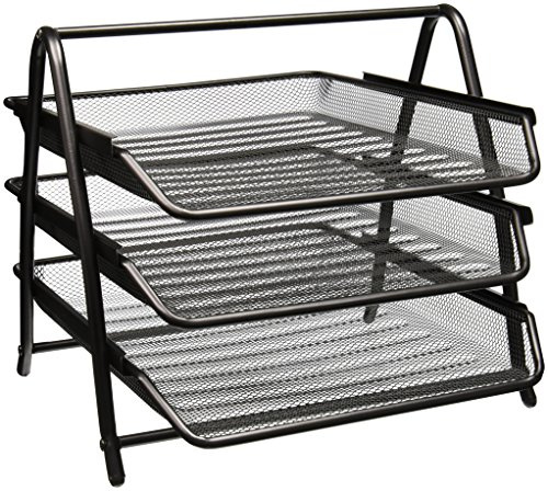 Greenco Mesh 3 Ebenen Dokument Briefablage Schreibtisch Organizer Schwarz