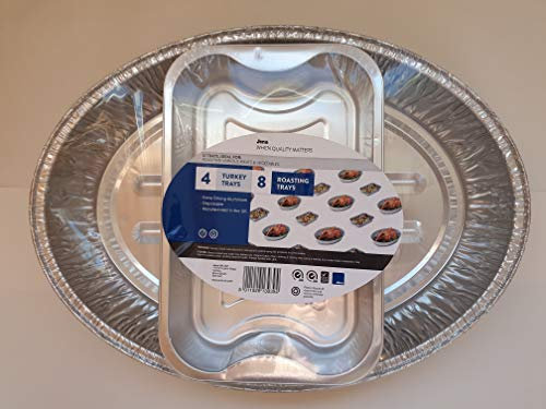 Jena 4 Turkey Foil Trays & 8 Roasting Trays - Pack of 12